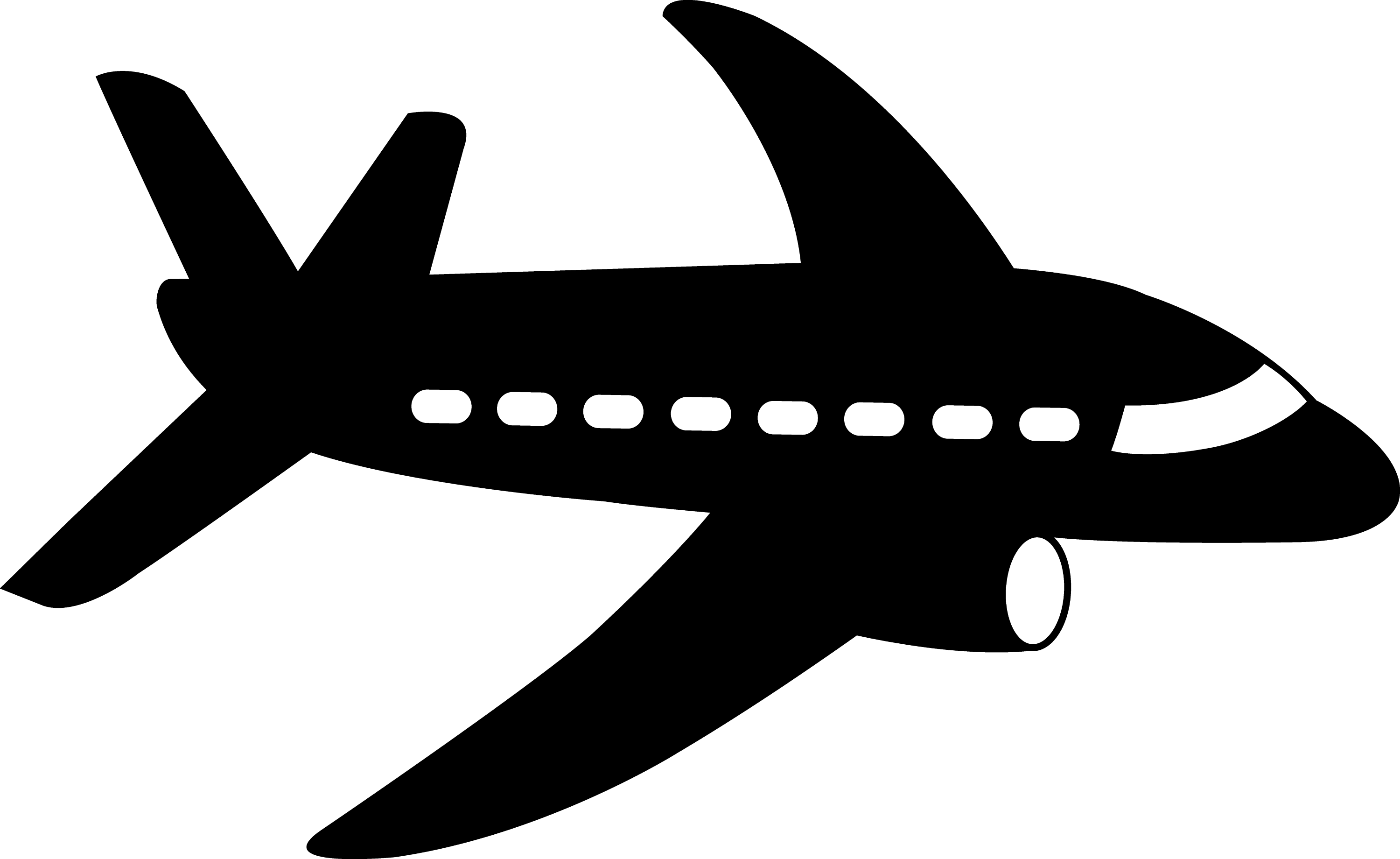 Simple black airplane silhouette facing right